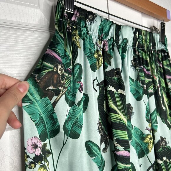 Lobo Rosa Green Floral Print Tropical Pajama Pants Women's Size Medium M - Picture 4 of 10